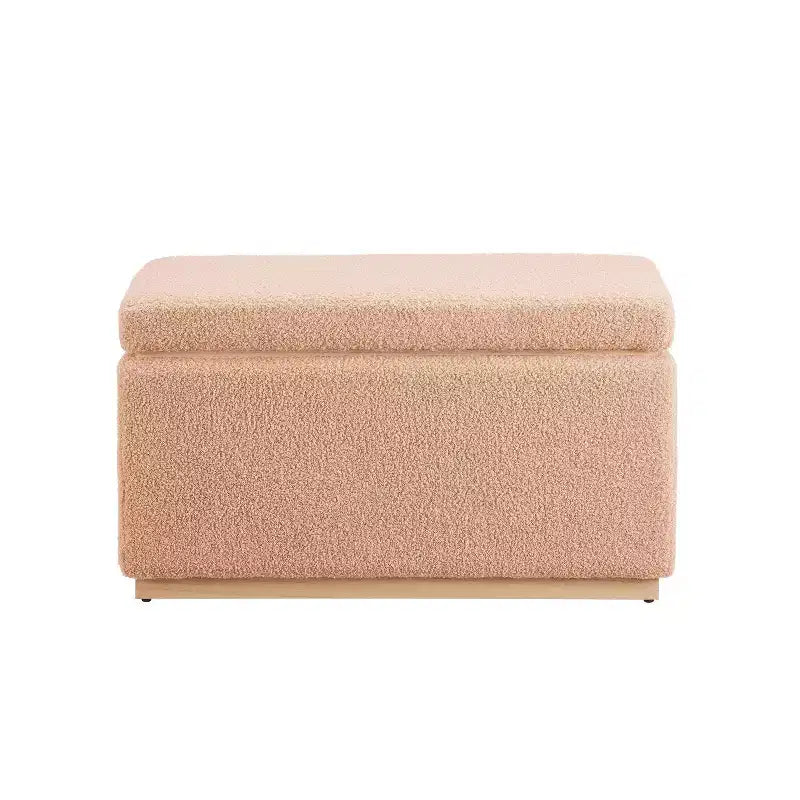 Pouf de rangement rectangulaire - Structure en bois naturel, coussin en mousse, capacité de 90 kg