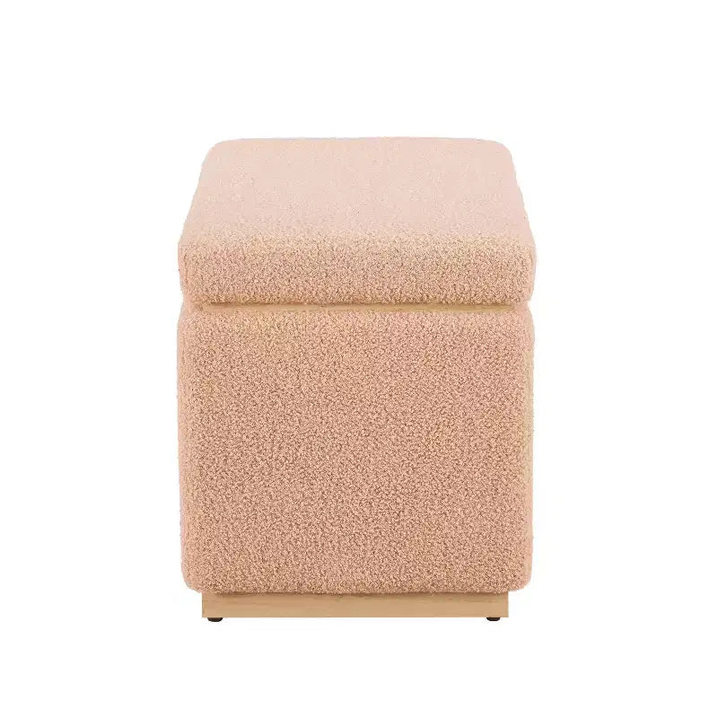 Pouf de rangement rectangulaire - Structure en bois naturel, coussin en mousse, capacité de 90 kg
