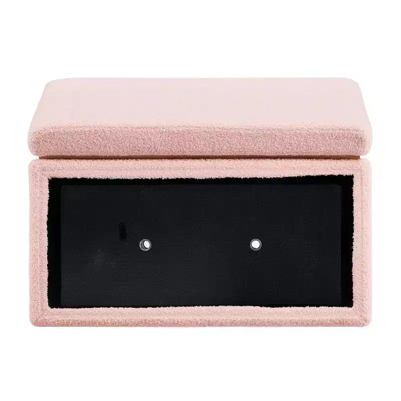 Pouf de rangement rectangulaire - Structure en bois naturel, coussin en mousse, capacité de 90 kg