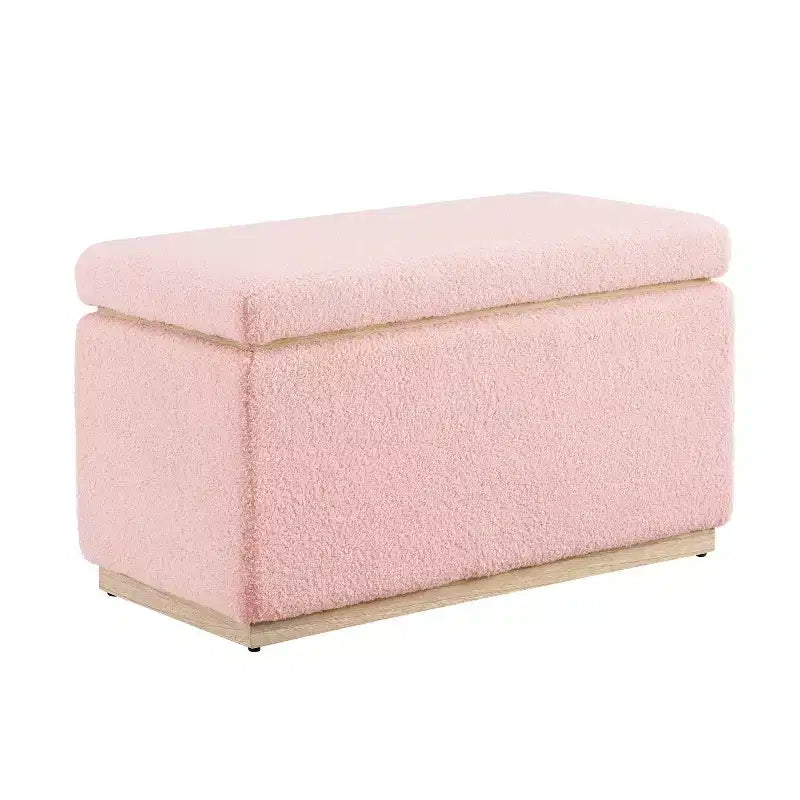 Pouf de rangement rectangulaire - Structure en bois naturel, coussin en mousse, capacité de 90 kg