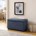 Pouf de rangement rectangulaire - Structure en bois naturel, coussin en mousse, capacité de 90 kg