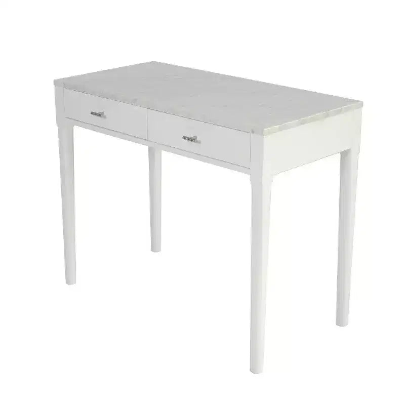 Console rectangulaire en marbre blanc de Carrare italien de 36" - Pieds en bois