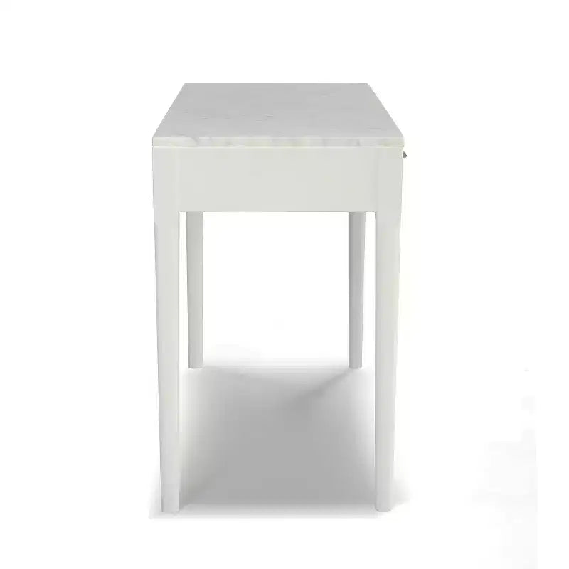 Console rectangulaire en marbre blanc de Carrare italien de 36" - Pieds en bois
