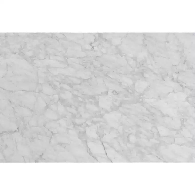 Table basse carrée de 80 cm en marbre blanc de Carrare italien - Pieds en orme du milieu du siècle
