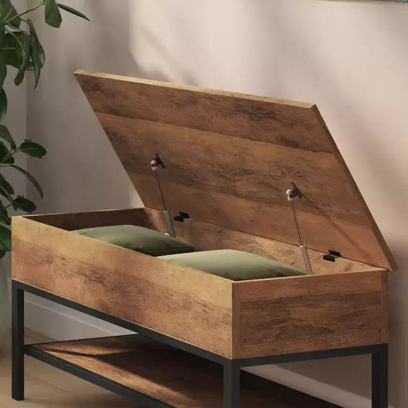 Banc d'entrée rustique de ferme avec étagère de rangement inférieure