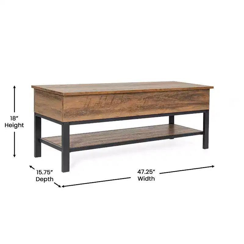 Banc d'entrée rustique de ferme avec étagère de rangement inférieure