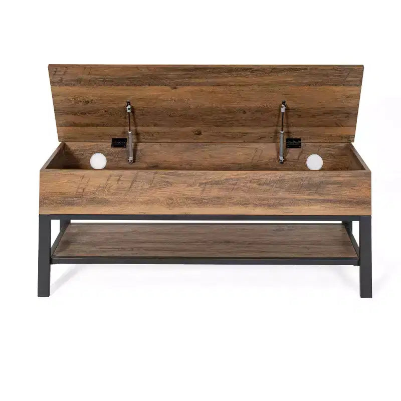 Banc d'entrée rustique de ferme avec étagère de rangement inférieure
