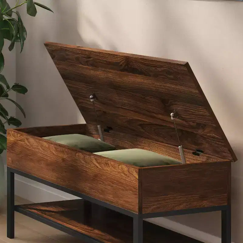 Banc d'entrée rustique de ferme avec étagère de rangement inférieure