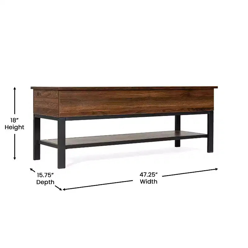 Banc d'entrée rustique de ferme avec étagère de rangement inférieure