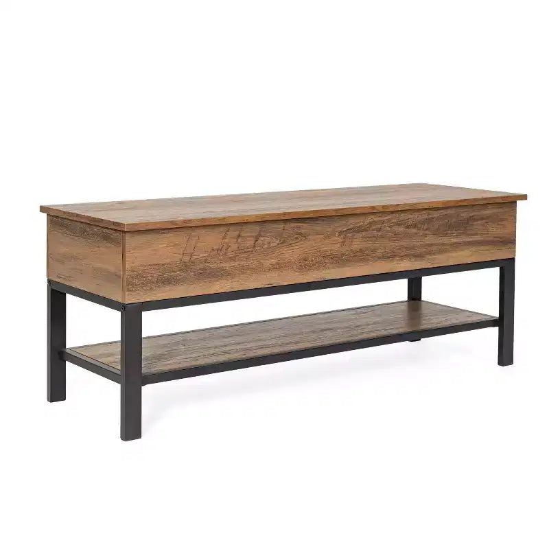 Banc d'entrée rustique de ferme avec étagère de rangement inférieure