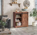 Meuble de bar à café style ferme - Buffet de 33 po avec porte de grange coulissante et étagère réglable