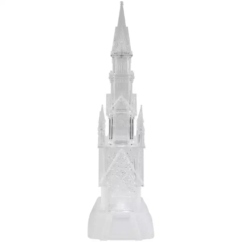 Décoration de Noël en acrylique château illuminé par LED - 17,5 po H, à piles