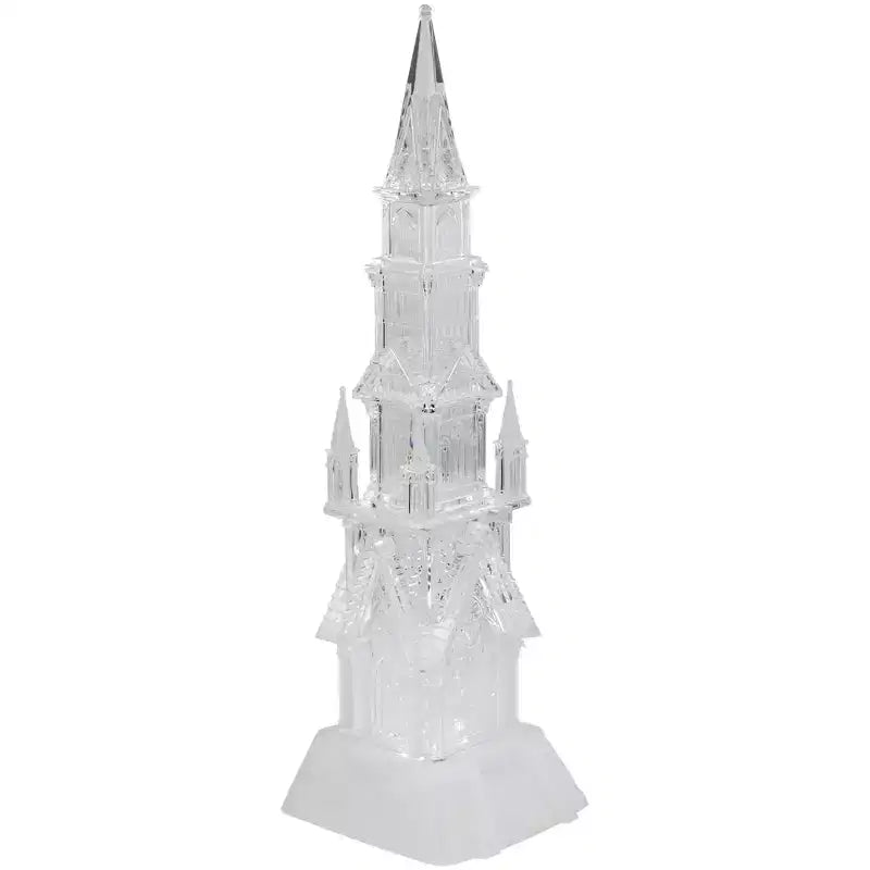 Décoration de Noël en acrylique château illuminé par LED - 17,5 po H, à piles