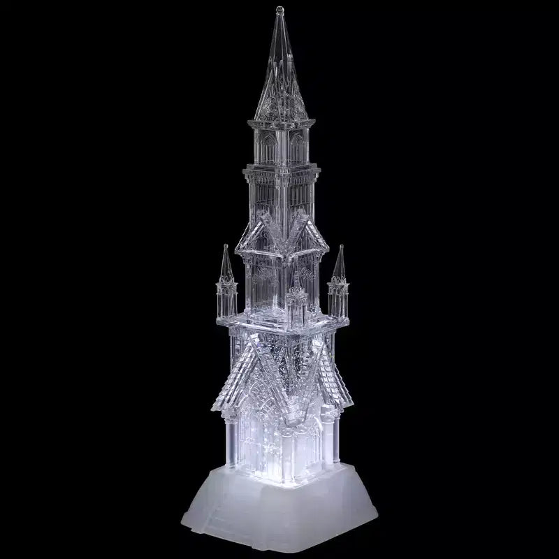Décoration de Noël en acrylique château illuminé par LED - 17,5 po H, à piles