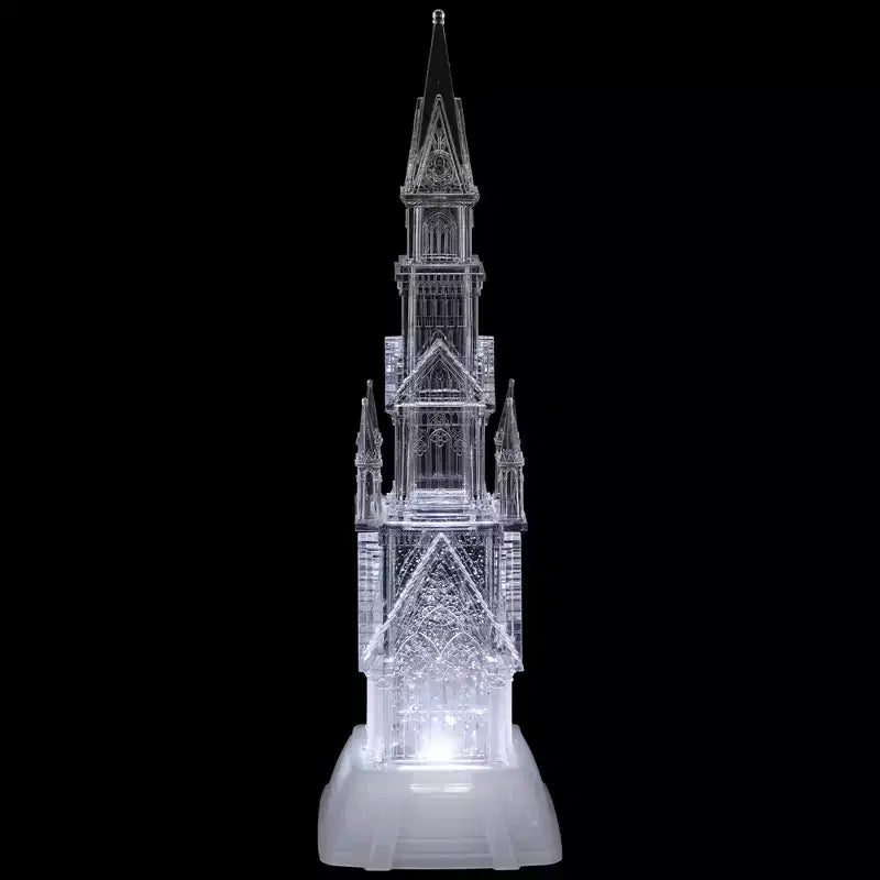 Décoration de Noël en acrylique château illuminé par LED - 17,5 po H, à piles