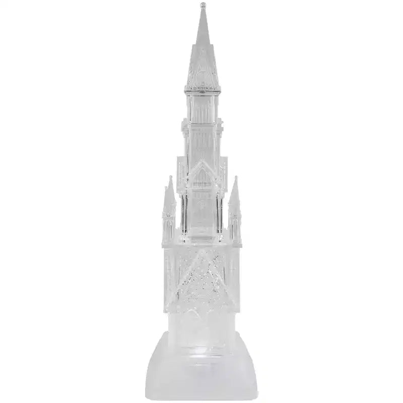 Décoration de Noël en acrylique château illuminé par LED - 17,5 po H, à piles