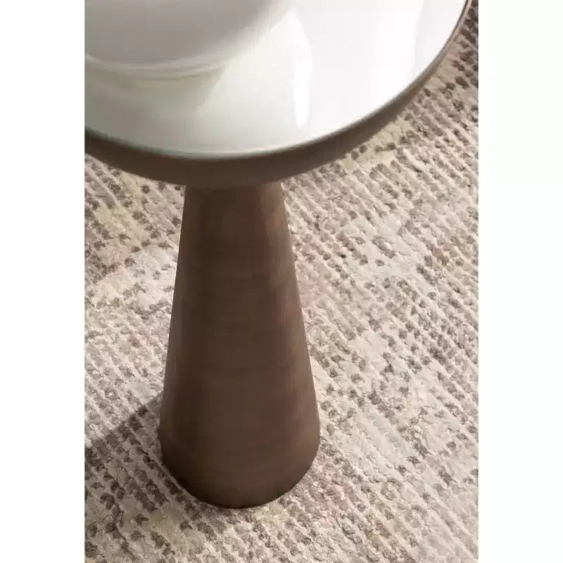 Table Basse Ronde Miroir - Piétement Métallique Sculptural, Style Mid-Century