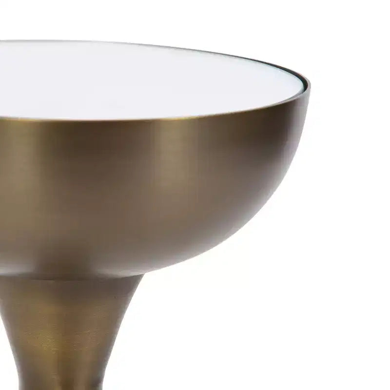 Table Basse Ronde Miroir - Piétement Métallique Sculptural, Style Mid-Century