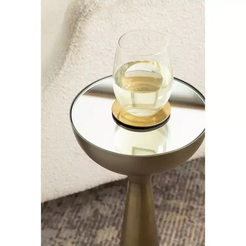 Table Basse Ronde Miroir - Piétement Métallique Sculptural, Style Mid-Century