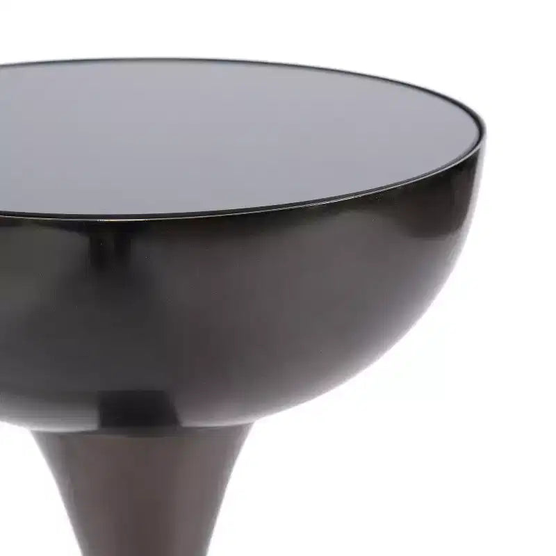 Table Basse Ronde Miroir - Piétement Métallique Sculptural, Style Mid-Century