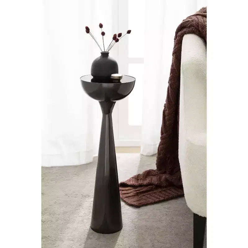 Table Basse Ronde Miroir - Piétement Métallique Sculptural, Style Mid-Century