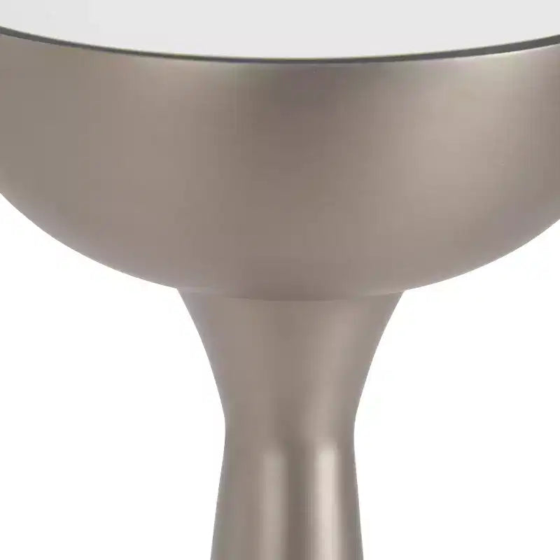 Table Basse Ronde Miroir - Piétement Métallique Sculptural, Style Mid-Century