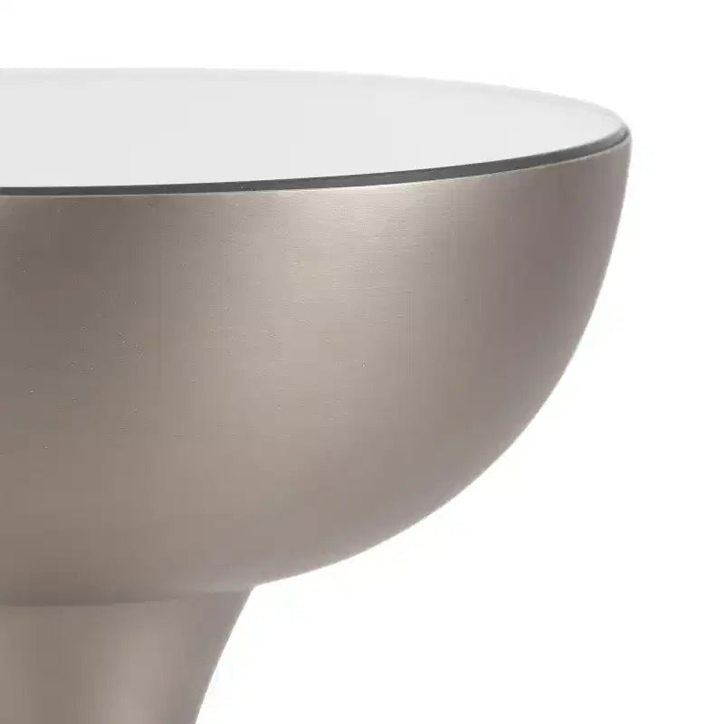 Table Basse Ronde Miroir - Piétement Métallique Sculptural, Style Mid-Century