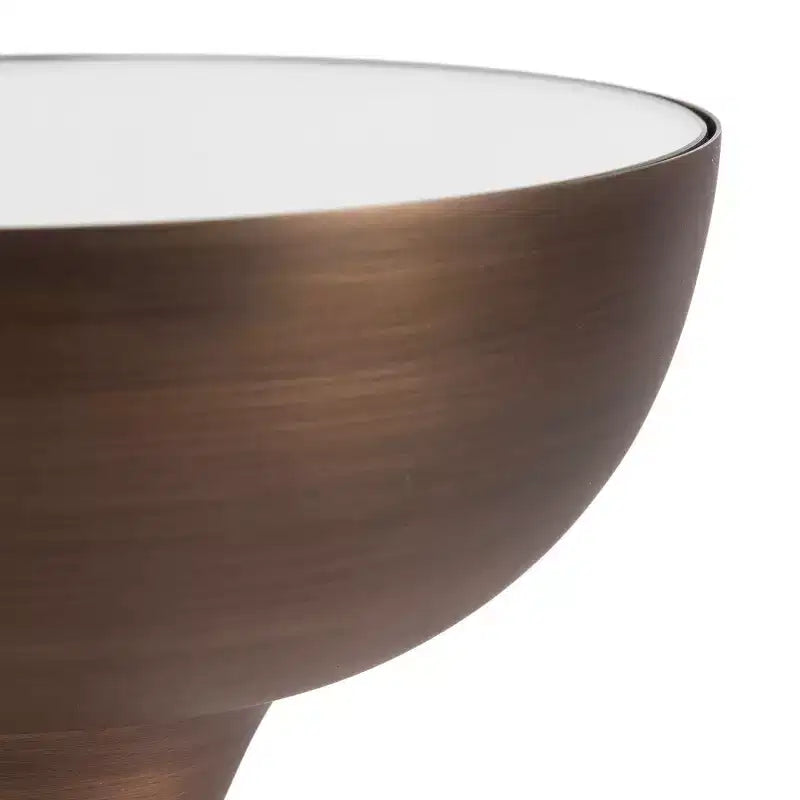 Table Basse Ronde Miroir - Piétement Métallique Sculptural, Style Mid-Century