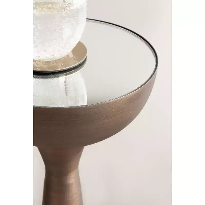 Table Basse Ronde Miroir - Piétement Métallique Sculptural, Style Mid-Century