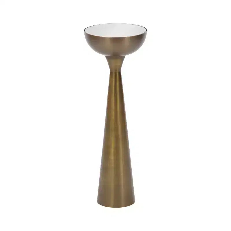 Table Basse Ronde Miroir - Piétement Métallique Sculptural, Style Mid-Century