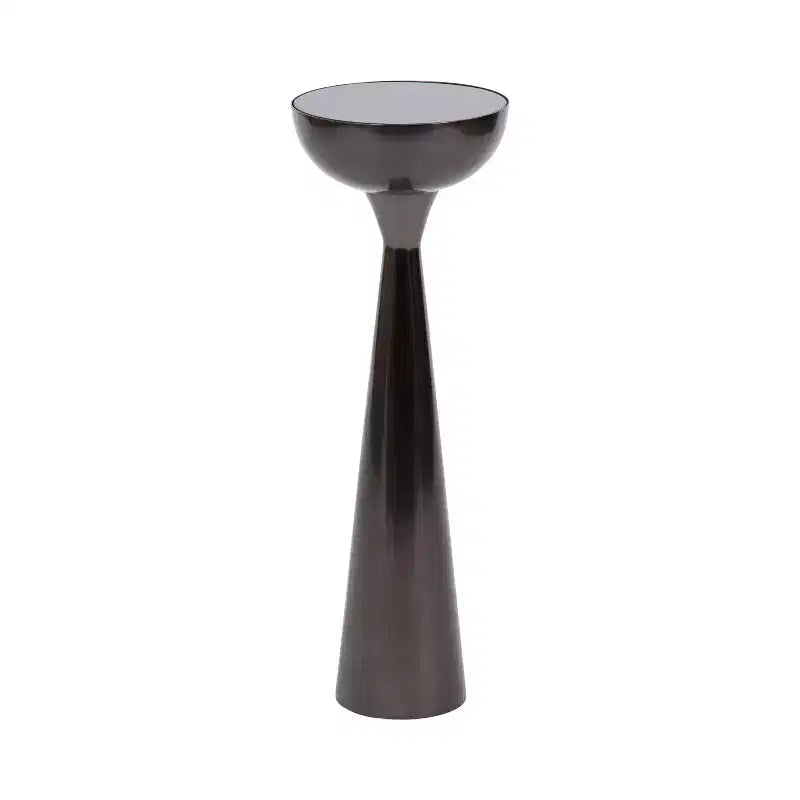 Table Basse Ronde Miroir - Piétement Métallique Sculptural, Style Mid-Century