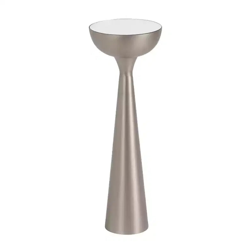 Table Basse Ronde Miroir - Piétement Métallique Sculptural, Style Mid-Century