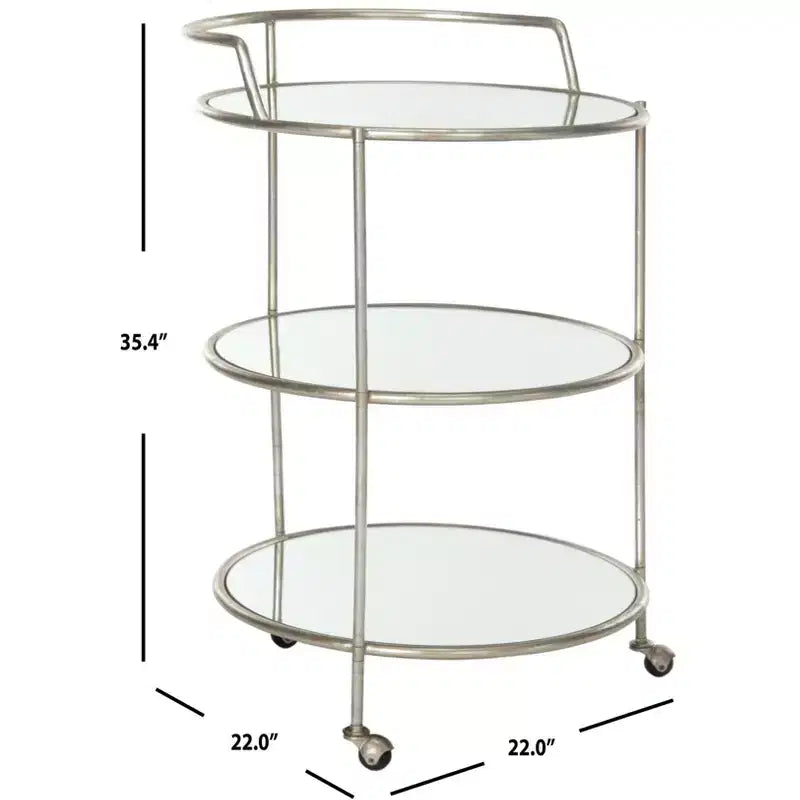 Dessertes à roulettes – Structure en fer, étagères en verre-miroir et roulettes
