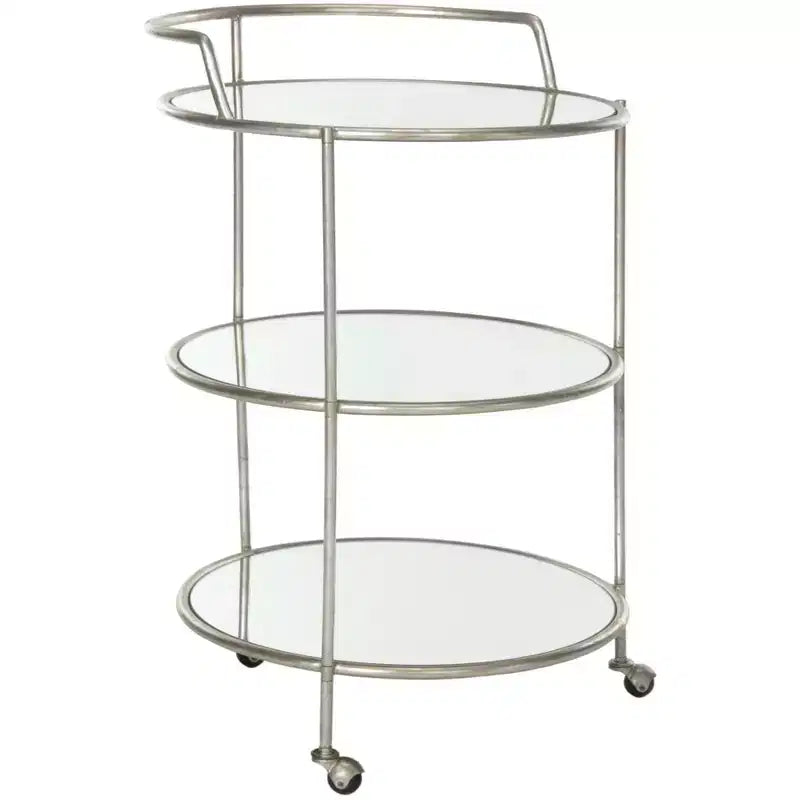 Dessertes à roulettes – Structure en fer, étagères en verre-miroir et roulettes