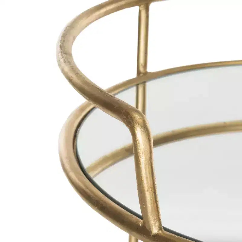 Dessertes à roulettes – Structure en fer, étagères en verre-miroir et roulettes