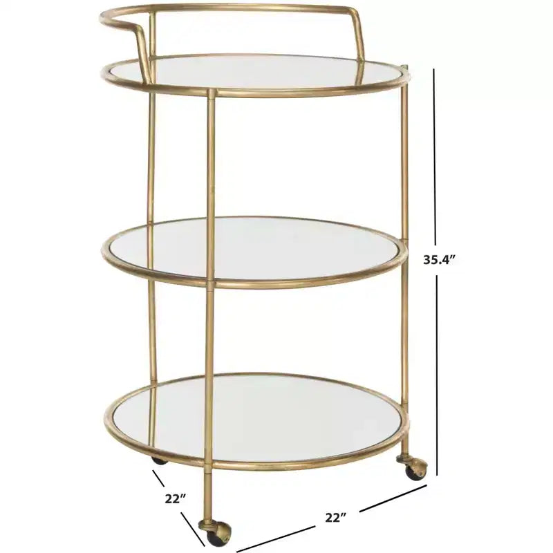 Dessertes à roulettes – Structure en fer, étagères en verre-miroir et roulettes