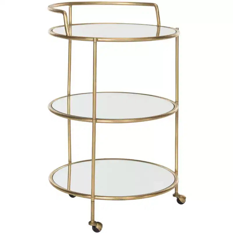 Dessertes à roulettes – Structure en fer, étagères en verre-miroir et roulettes