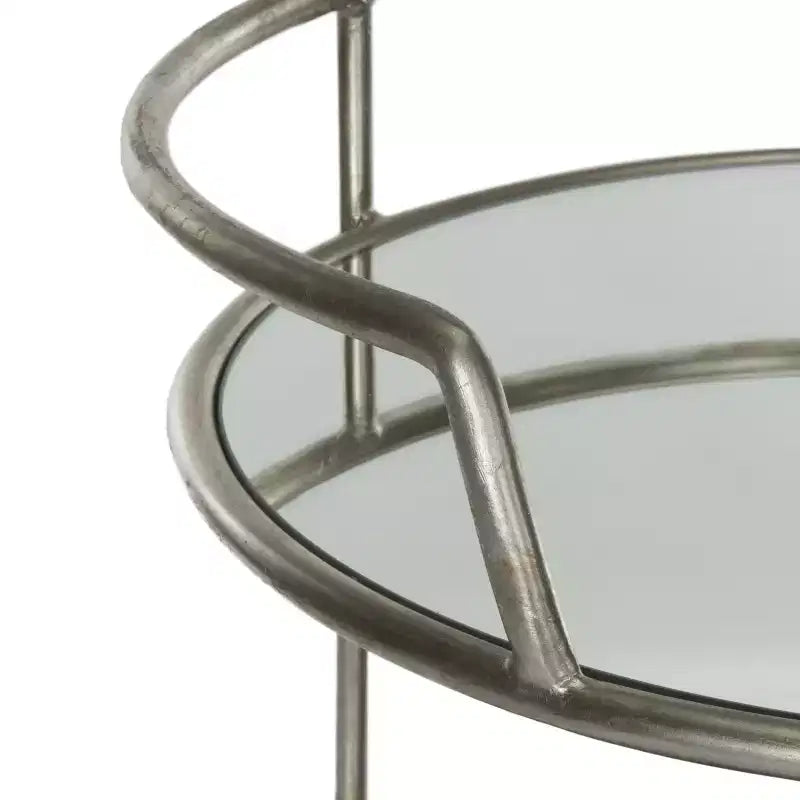 Dessertes à roulettes – Structure en fer, étagères en verre-miroir et roulettes