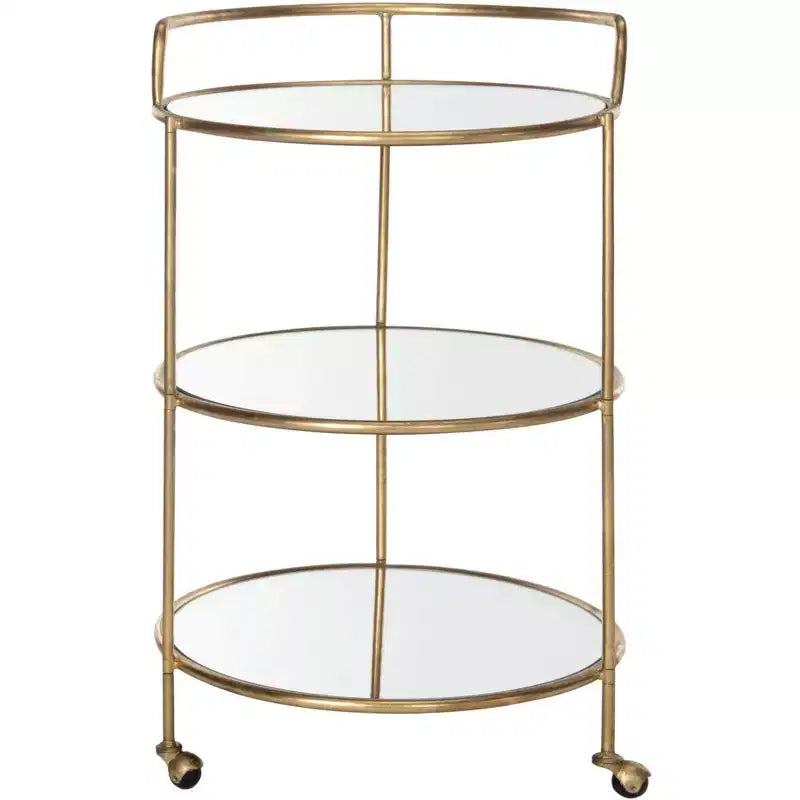 Dessertes à roulettes – Structure en fer, étagères en verre-miroir et roulettes