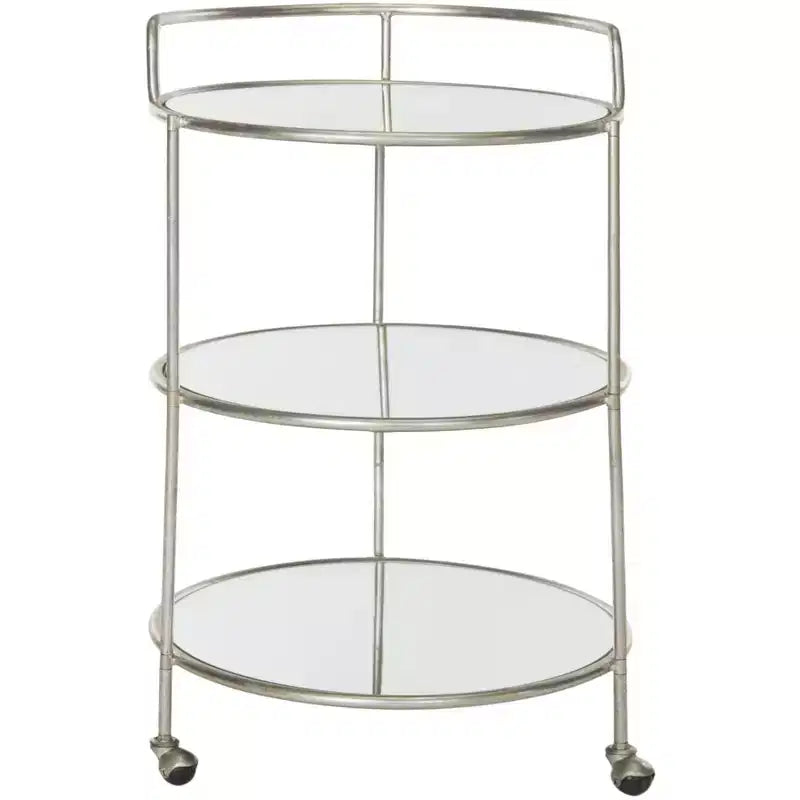Dessertes à roulettes – Structure en fer, étagères en verre-miroir et roulettes