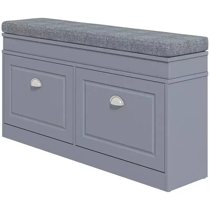 Banc range-chaussures moderne pour entrée - Organisateur de rangement avec coussin, 2 tiroirs et étagère réglable