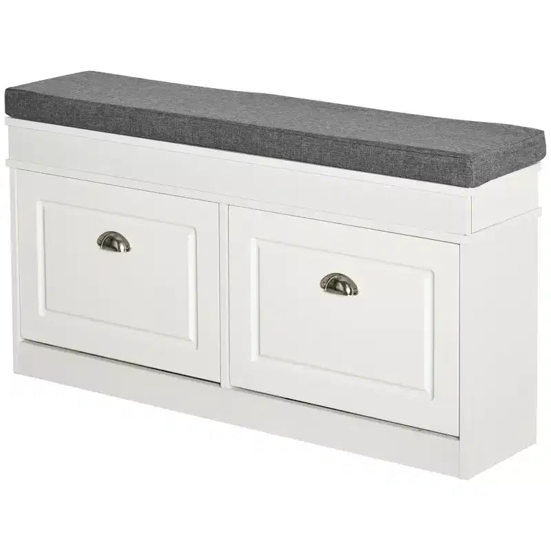 Banc range-chaussures moderne pour entrée - Organisateur de rangement avec coussin, 2 tiroirs et étagère réglable