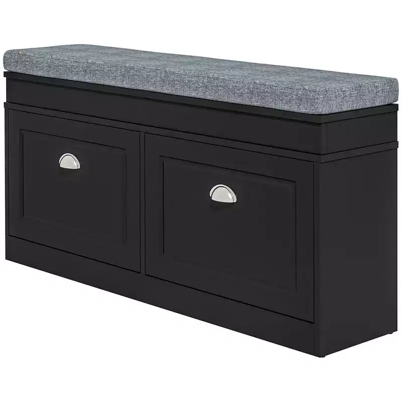 Banc range-chaussures moderne pour entrée - Organisateur de rangement avec coussin, 2 tiroirs et étagère réglable