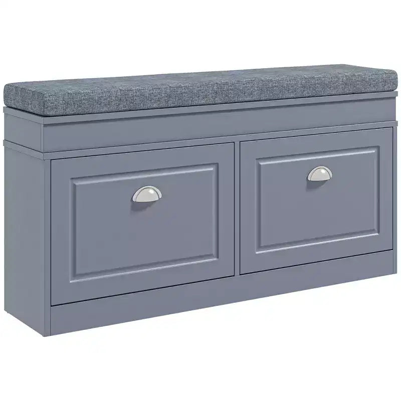 Banc range-chaussures moderne pour entrée - Organisateur de rangement avec coussin, 2 tiroirs et étagère réglable