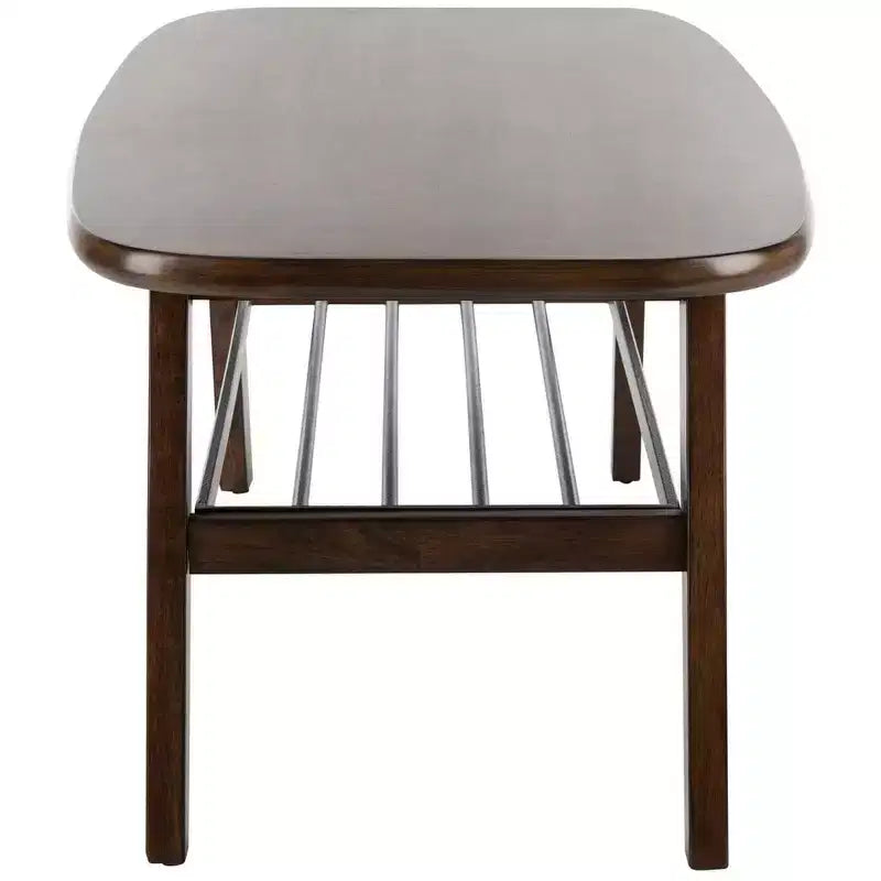 Table basse à 2 niveaux - Noyer et métal noir