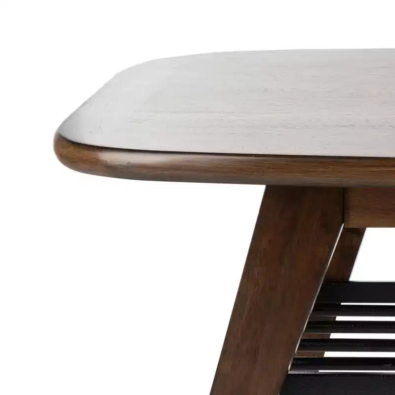 Table basse à 2 niveaux - Noyer et métal noir