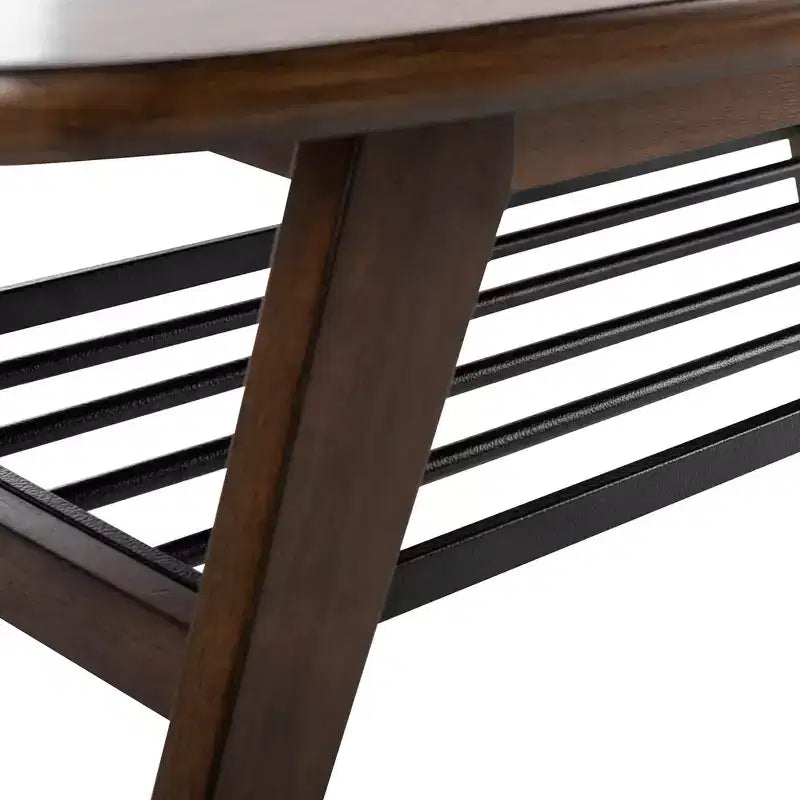 Table basse à 2 niveaux - Noyer et métal noir