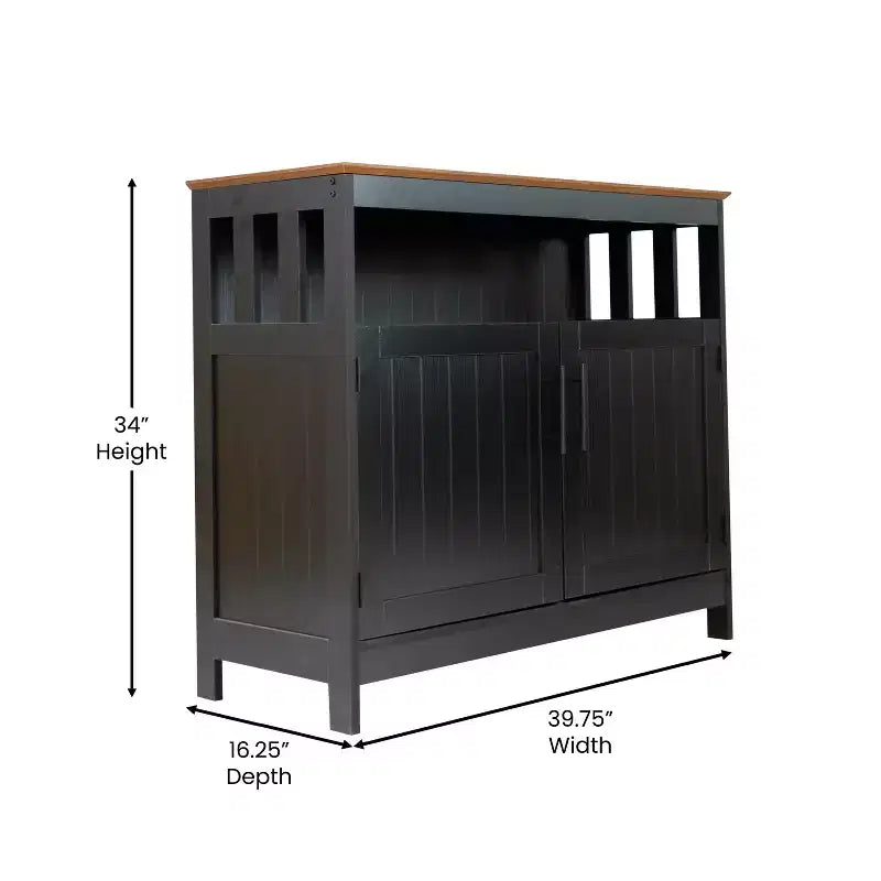 Buffet classique et meuble d'appoint avec placard de rangement à double porte et étagère ouverte