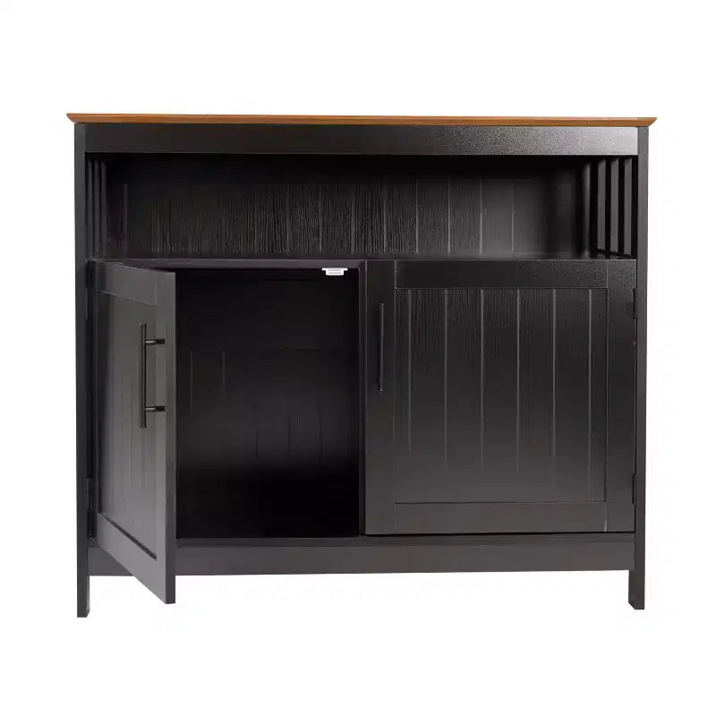 Buffet classique et meuble d'appoint avec placard de rangement à double porte et étagère ouverte