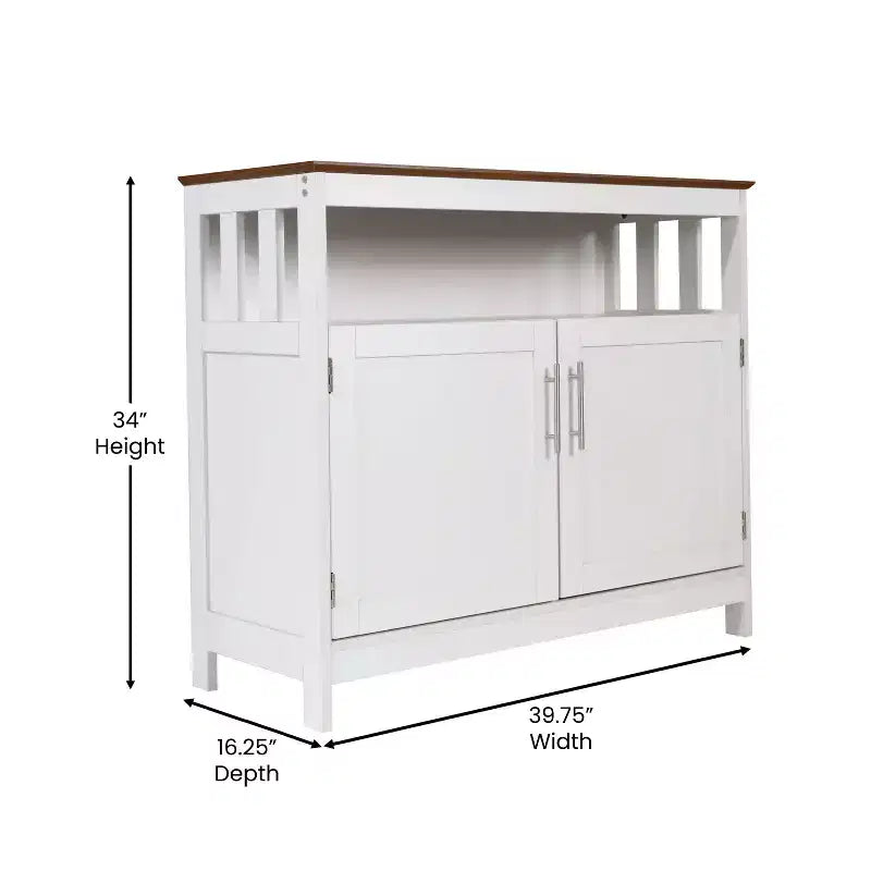 Buffet classique et meuble d'appoint avec placard de rangement à double porte et étagère ouverte